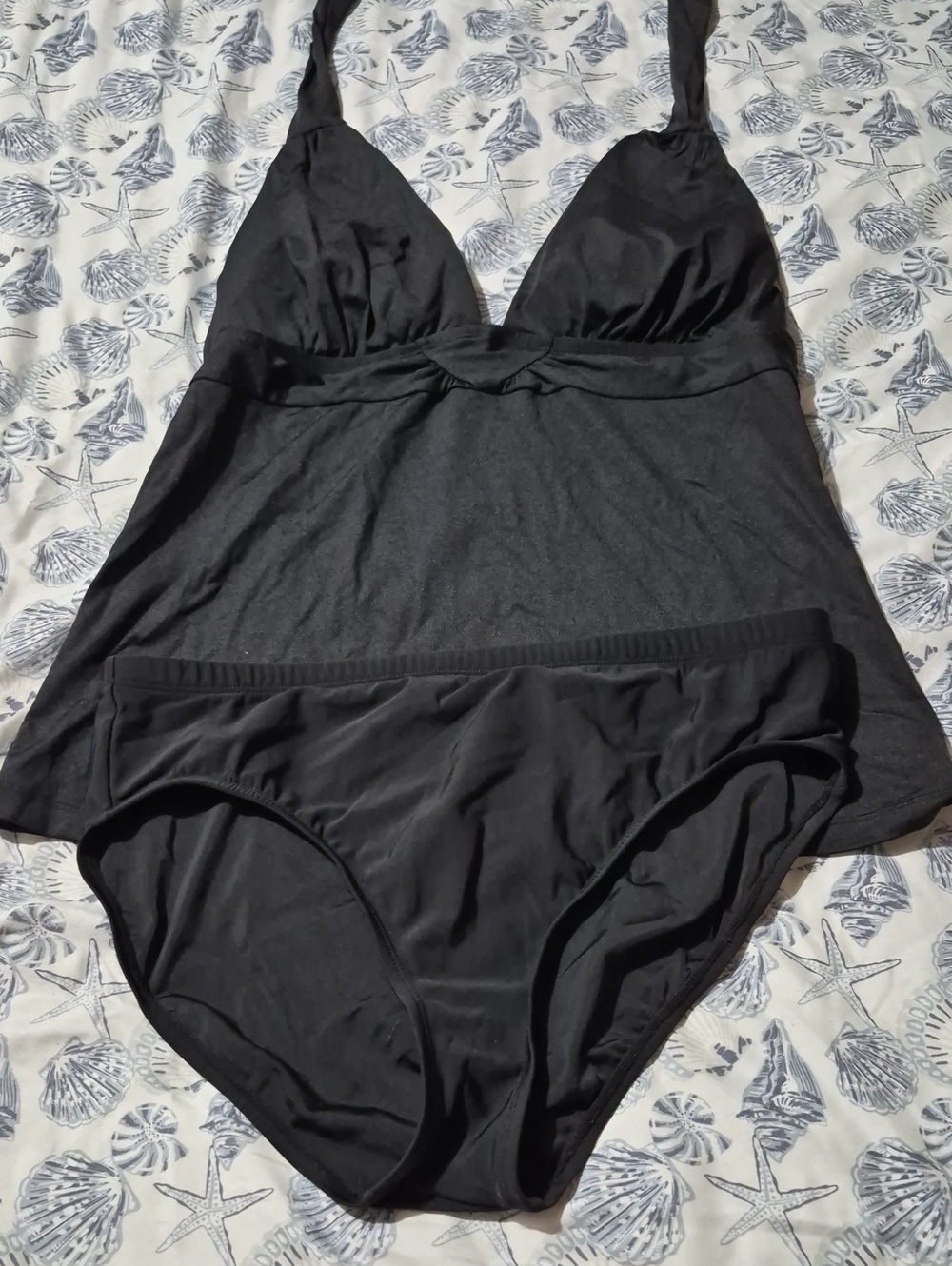 Black Women's Tankini Top and Bikini Bottom Set